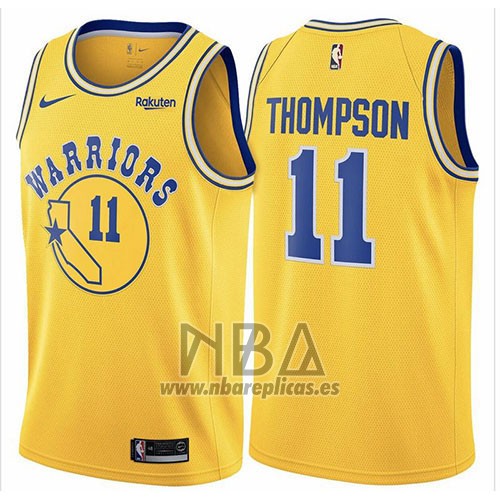 Camiseta Golden State Warriors Klay Thompson NO 11 Hardwood Classic 2018 Amarillo